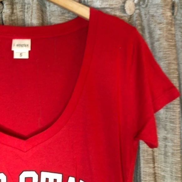 Ohio State Red V Neck Short Sleeve Cotton Logo Tee Shirt Size Small - Picture 7 of 12